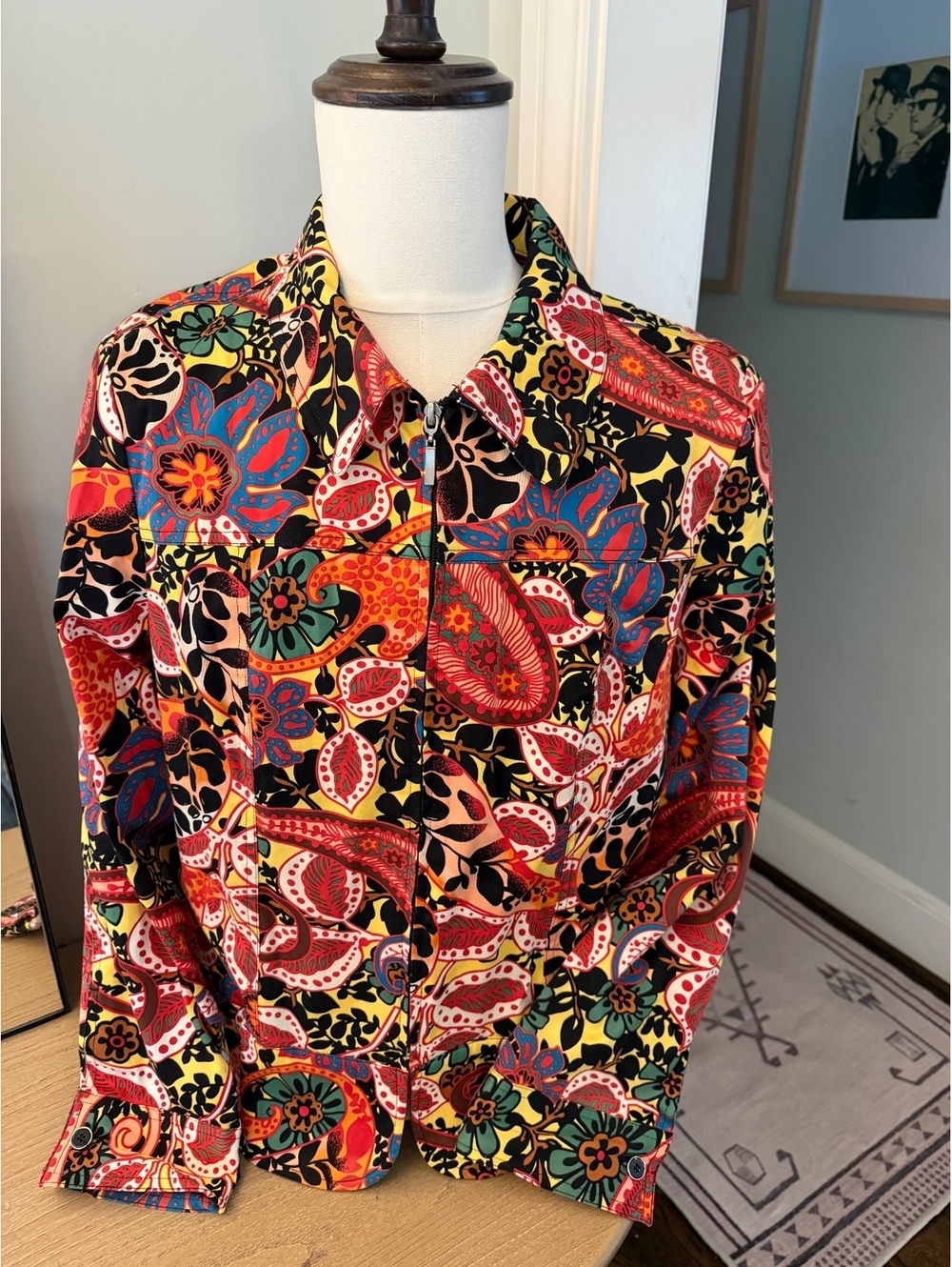 Erin XL Multicolor funky artsy Floral jacket Blouse